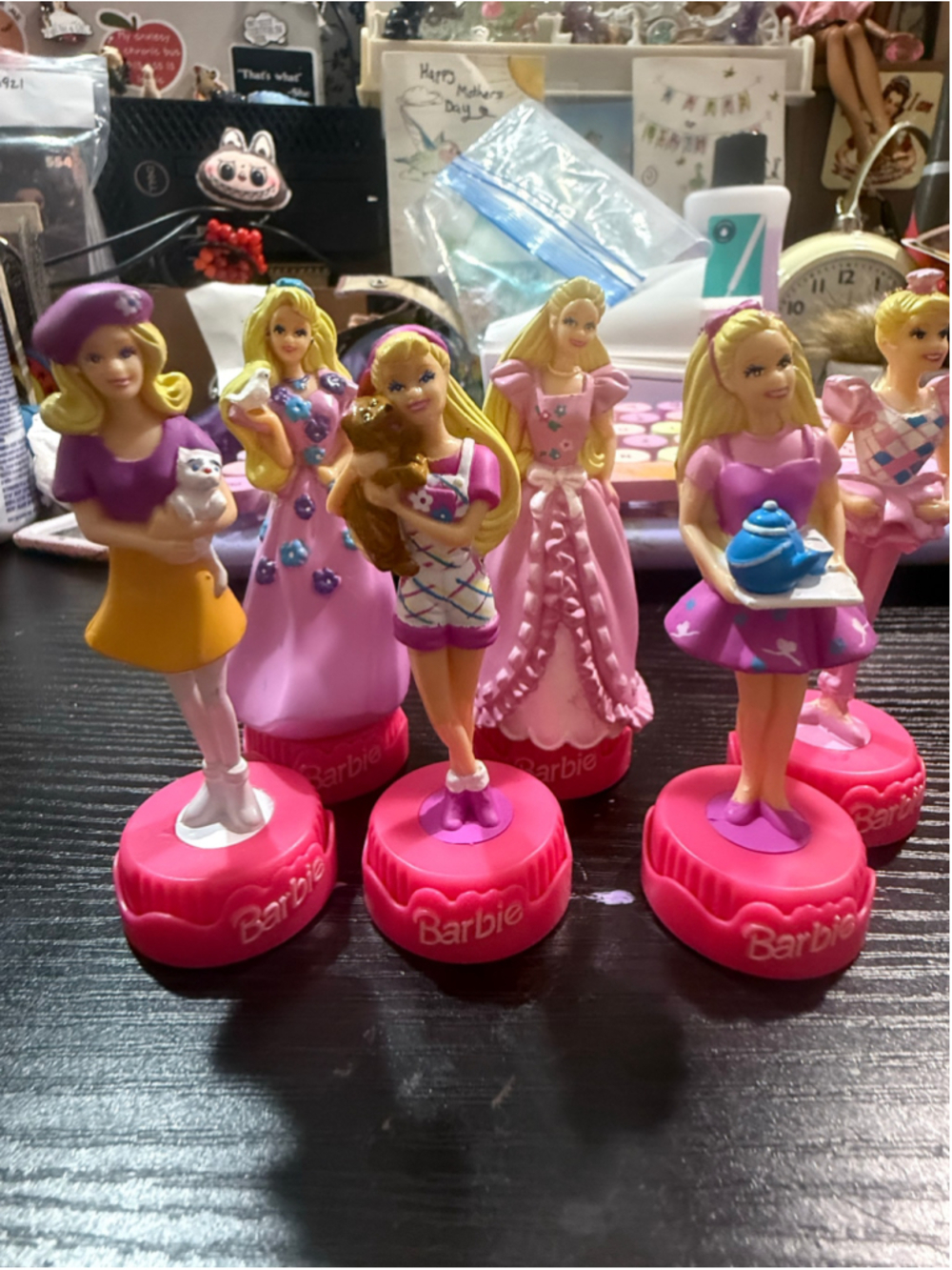 Vintage 1996 Mattel Barbie Figurine Stampers Lot of 6 Collectible Stamps